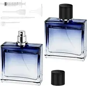 LOPHE Perfume Atomiser, Pack of 2, 100 ml Mini Perfume Atomiser, Blue, Portable Perfume Atomiser, Refillable, Perfume Spray Bottle, Perfume Sprayer for Travel Men and Women