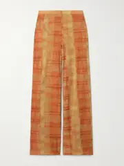[SIR.] SIR. - Ferrera Checked Stretch-tulle Straight-leg Pants - Orange - 3 3 Orange