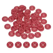 50pcs Sewing Button 18mm 4 Holes Resin Round Crafting Buttons, Bright Red