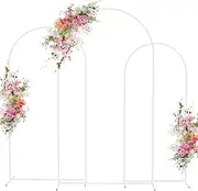 Wokceer Wedding Arch Backdrop Stand 7.2FT Set of 3 White Metal for Ceremony, Baby Shower, Birthday Party, Garden Floral Balloon Decoration Gold, White, ABC-1.2M-White-M-W