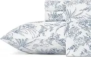 Tommy Bahama - King Sheets, Cotton Percale Bedding Set, Crisp & Cool, Stylish Home Decor (Pen and Ink Palm Blue, King)(USHSA01035855)