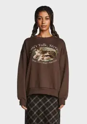 [Minga] Can't Talk Cat Embroidered Sweatshirt