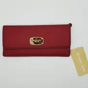 [ MICHAEL KORS ] Womens Cherry Saffiano Leather Jet set Flat Travel Wallet NEW