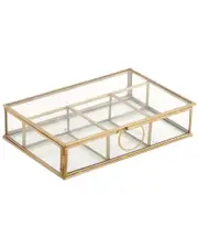 CosmoLiving by Cosmopolitan Gold Glass Jewelry Box With Clear Glass