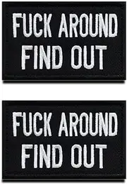 [Zcketo] 2 Pieces Funny Fuck Around Find Out Patch Combat Badge Morale Applique Hook & Loop Embroidered Fastener Biker Emblem for Clothes Clothing Jacket Jeans Uniform Airsoft Kids Boys Adult
