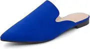 [Shoe Land] Cally Women's Flat Mules Pointed Toe Backless Slides Comfortable Slip-on Loafer Shoes