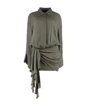 Blumarine Polka-Dot Printed Mini Shirtdress IT42 Green