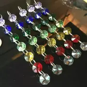 5PC Rainbow Octagon Beads Crystal Chain Prism Suncatcher Hanging Beads Glass DIY