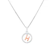 H Initial Open Circle Necklace with Cubic Zirconia in Sterling Silver