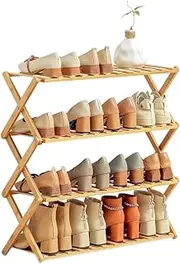 Shoe Racks,Free Standing Shoe Racks,Bamboo Shoe Rack,Shoe Storage Shelf,Shoes Cabinet,for Bedroom, Entryway Hallway Closet Living Room Organizer(4 Tier)
