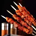 D5 10Pcs/Set Barbecue Skewer Wooden Handle Stainless Steel Kabob Skewer BBQ Stic