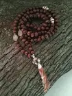 Brown Handmade Wood Mala 108 Beads Light Wood Mala with Indonesian Beads