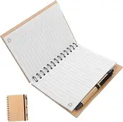 SHERCHPRY Stylish Bamboo Cover Notebook Suitable for School Office Spiral Binding Ample Writing Space