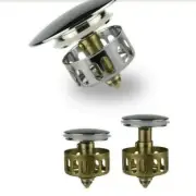 Basin Sink Waste Pop Up Plug with Copper Filter Basket Bathroom Push Button