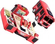 ERINGOGO Deformation School Bus Interactive Steering Wheel Simulation Vehicle for Early Education No Battery Required Develops Hand Eye Coordination and Design for Boys