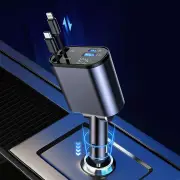 Retractable Car Charger 60W 4 in 1 Super Fast Charge Car Phone Charger Retractable Cables with 2 USB Ports Car Charger A
