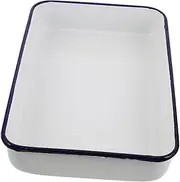 COLLBATH Elegant Enamel Baking Dish Rectangular Roasting Tray Heat Resistant Kitchenware Decorative Serving Plate
