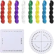 Kumihimo Disks Set,2 Pieces Round Square Kumihimo Beading Cord Disc with 8 Colors Knotting Cord Nylon Macrame Thread Cord Beading String for Bracelet Jewelry Making