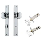 Cambridge Knob Rectangular Backplate Privacy Kit w Privacy Turn Polished Chrome