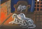 Irish Wolfhound print 8 x 10 , "The FIreplace " Signed by artist