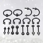 16 PCS/Set Belly Studs Tongue Piercing Bar Eyebrow Barbell Lip Labret Rings