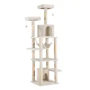 Petzly Cat Tree Tower Scratching Post Scratcher Condo Bed House 180cm Beige