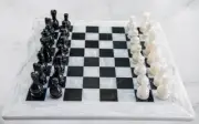 Black & White Marble Chess Board, Vintage Chess Collection Gift For Him
