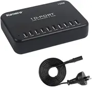 120W USB Charging Station, 10 Port Multi Device USB Desktop Charging Hub, 5V 2.4A Wall Fast Charger for iPhone 15 14 13 12 11 X 8 7 6S 6 Plus 5 Samsung Galaxy S9 S8, Black