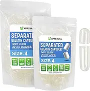 XPRS Nutra Gelatin Size 4 Separated Capsules - 500 Count Small Empty Capsules Separated in Bags - Clear Empty Pill Capsules - Size 4 Gel Capsules Empty- Pill Capsules Empty for DIY Supplement Filling