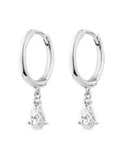 [SALLY SKOUFIS] Pure Drop Alchemy Huggie Earrings with Diamonds in Silver