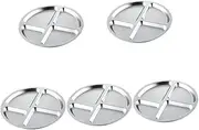 Ciieeo 5pcs Sturdy Stainless Steel Lunch Tray 4-Compartment Plate Dividers for Cafeterias and Restaurants