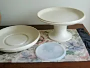 Tupperware SERVE IT ALL 4 Pc Set Multi-Purpose Cake Pie Pedestal Chip & Dip Bowl