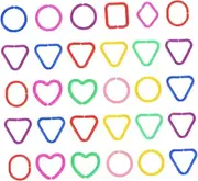 Kisangel 30pcs Plastic Geometric Linking Rings for Chain Links for Classroom Shape Color Recognition Imaginative Play Coordination Development