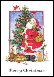 Greeting Card - Bird Chipmunk Rabbit Raccoon Santa Squirrel - Christmas 0662