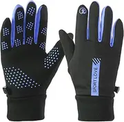 [uxcell] Winter Ski Snow Gloves, 1 Pair Waterproof Winter Warming Gloves Touchscreen Skiing Work Gloves for Men, Black-Blue