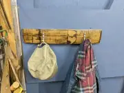 Whiskey barrel stave double coat/hat rack w/ Locker hooks