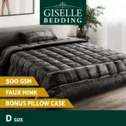 Giselle Bedding Faux Mink Quilt Double Size Charcoal