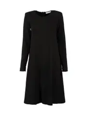 Black Striped Texture Long Sleeve Dress