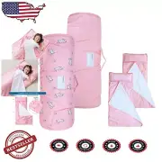 2-Pack Ultra-Soft Toddler Nap Mat with Pillow & Blanket - Pink Horse Design