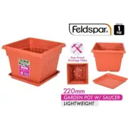 Planter Square Quadrant 22cm Pot Garden Octagon Flower Plastic Pots Saucer