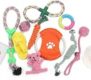 Dog Toy Gift Box-Pet Interactive Dog Leash Toy Starter Set Toys for Small Dogs-Rope Dog Toys-Rope Dog Toys for Medium and Large Dogs 10 Pack