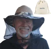 anti Fly Mosquito Net Hat. Sun Rain Bugs Protection When Camping Fishing Boating