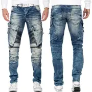 Cipo & Baxx Men's Jeans Regular Fit Stonewashed Cargo Zip Knees 5-Pocket Design