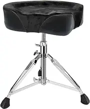 Augioth Drum Throne Padded Drum Seat Chair Stool, Height Adjustable Double Braced Rotatable for Drummers, Percussion, Keyboard, Piano Players, Heavy Duty Guitar Stool Black