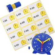 GLSTOY 1 Set Teaching Clocks Set Interactive Clock Model Stamp Learning Cards for Educational Tool for Home Classroom Engaging Telling Experience
