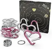 [Lorsum] 12Pack Heart Carabiner, Cute and Small Clips for Keychain and Keyring, Aluminum Snap Hooks, 24pcs