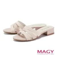 在飛比找momo購物網優惠-【MAGY】雙材質拼接造型低跟拖鞋(粉色)