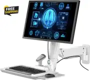 MED02 Medical Wall Mount Workstation with Folding Keyboard Tray | Large Sliding