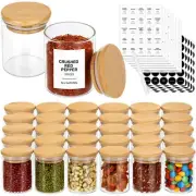 4OZ Glass Spice Jars with Bamboo Lids and 315 Labels 32 Pcs Clear Food Storage