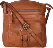 [Oak Leathers] Sling Bags for Women Genuine-Leather - Vintage Multi Pocket Crossbody Purse